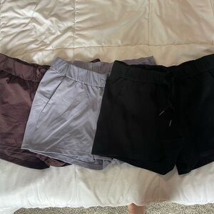 3 pairs Lululemon casual cinchable waist shorts